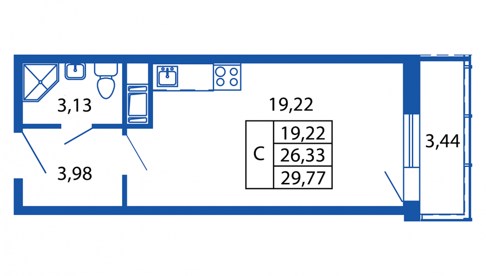 Студия 26 м²